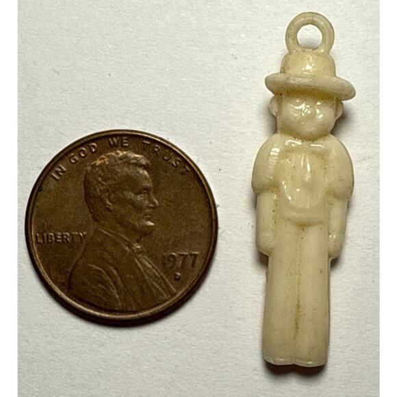 Vintage Cracker Jack White Ranger Celluloid Charm 1G - Picture 1 of 2